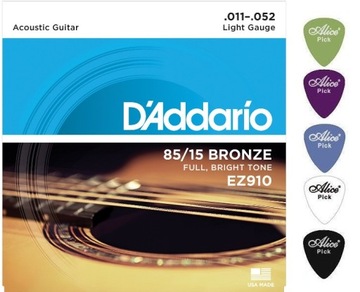 D'Addario EZ910 11-52 struny do gitary + 5 KOSTEK