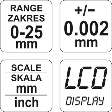 ЭЛЕКТРОННЫЙ МИКРОМЕТР YATO 0-25 мм YT-72305