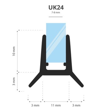 Uszczelka kabiny prysznicowej 60 cm UK24-08 Gięta