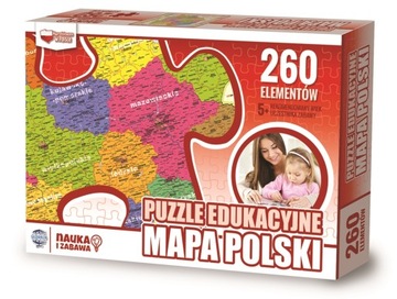 PUZZLE EDUKACYJNE - MAPA POLSKI - 260 EL 60x40cm układanka dzieci młodzież