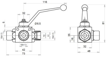 ГИДРАВЛИЧЕСКИЙ РУЧНОЙ ШАРОВОЙ КЛАПАН 3-ХОДОВОЙ M18 40Л