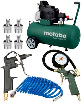 Kompresor 50L METABO BASIC 250-50W sprężarka + 7cz