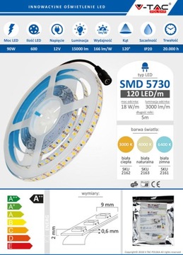 Светодиодная лента SMD5730 90Вт 5м IP20 PREMIUM V-TAC