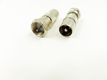 adapter złączka wtyk antenowy RF TV / wtyk F