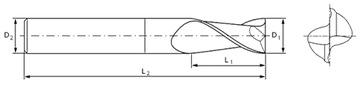 Фреза VHM 2p 4мм хвостовик 6мм L=100мм TiAlN 50HRC ЧПУ