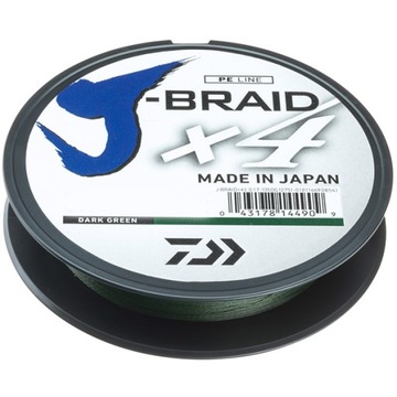 Тесьма Daiwa J-Braid X4 0,13мм/135м темно-зеленая