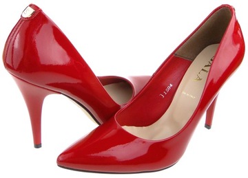 SALA buty czółenka 1504-88 czerwone lakier 37