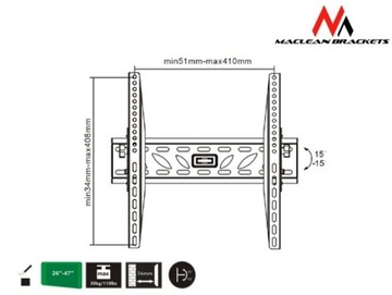 ПОДВЕСКА ДЛЯ ТЕЛЕВИЗОРА КРОНШТЕЙН ДЛЯ ЖК-СВЕТОДИОДА 23-42 MC-579