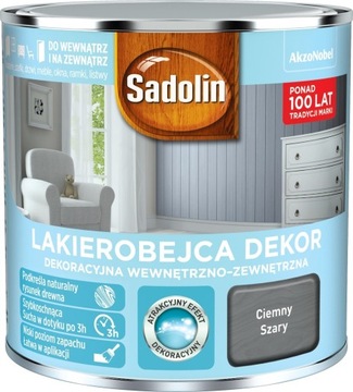 SADOLIN LAKIEROBEJCA DEKOR CIEMNY SZARY 1L WAW