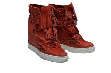 L'ESTROSA OBŁĘDNE SNEAKERSY FRĘDZLE SKÓRA NATURALN