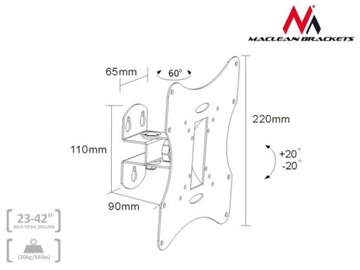 WIESZAK UCHWYT do TELEWIZORA LCD LED 3D do 23-42''