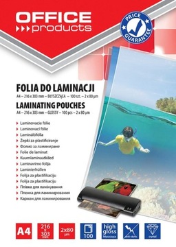 FOLIA DO LAMINOWANIA A4 2x80mikr transpar. 100szt