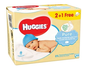 HUGGIES Chusteczki nawilżane Pure 3x56 sztuk