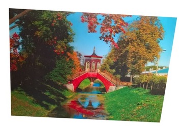 OBRAZ 3D OBRAZKI RZEKA WODA MOST DOMEK 3 D 20 30