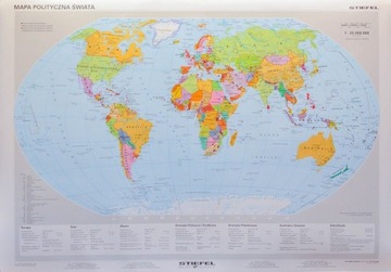 ŚWIAT MAPA ŚCIENNA POLITYCZNA/FIZYCZNA DWUSTRONNA
