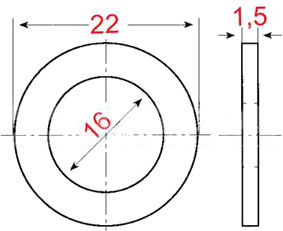 Шайба медная под болт слива масла 16х22х1,5