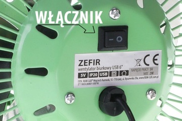 Настольный вентилятор ZEFIR USB, 18 см, зеленый