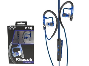 Klipsch AS5i Blue sportowe do smartfonu BASS !