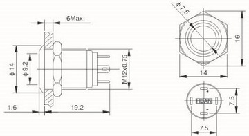 PRZEŁĄCZNIK PRZYCISK 2A 250V czerwony LED 12V(4276