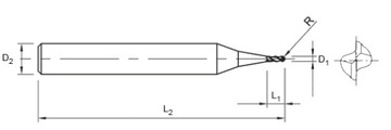 Фреза VHM 2p микросферическая 0,6 мм 3 мм хвостовик TiAlN