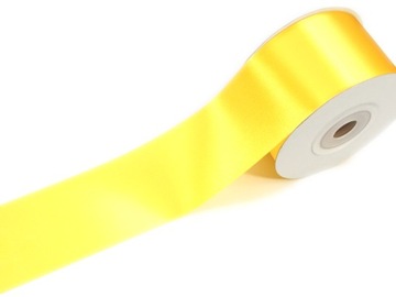 WSTĄŻKA 100mm SATYNOWA tasiemka żółta CYTRYNOWA rolka 50m