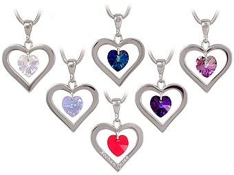 Серебряный кулон SWAROVSKI HEART + цепочка