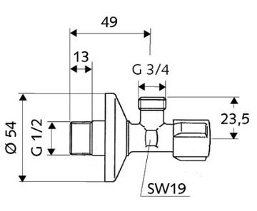 УГЛОВОЙ КЛАПАН SCHELL COMFORT 1/2x3/4 СТИРАЛЬНАЯ/ПОСУДОМОЕЧНАЯ МАШИНА