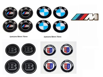 emblematy na kołpaki BMW 70mm elastyczne 4szt