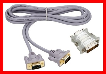 NOWY KABEL VGA D-Sub GOLD + PRZEJSCIOWKA DVI 3m