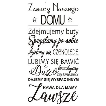 Napis na ścianę naklejka - Zasady naszego domu 257
