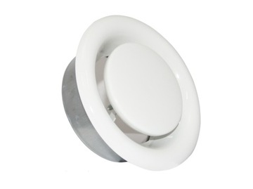 ANEMOSTAT wyciągowy metalowy okrągły biały wywiewny kratka 150 mm + RAMKA
