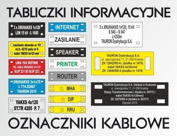 Oznaczniki kabli, tabliczki na światłowody, kabel.