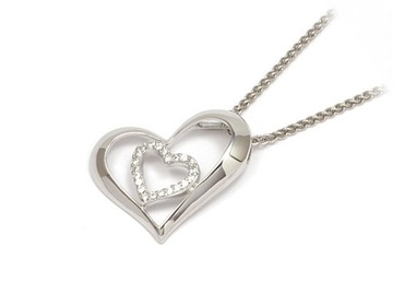 Серебряный Жезл. Кулон СЕРДЦЕ, кулон из циркония.