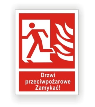 Znak Drzwi przeciwpożarowe Lewe 15x20cm CNBOP pcv Fotolumin.