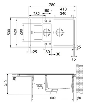 РАКОВИНА. ГРАНИТ FRANKE BASIS BFG 651-78 K.GRAY