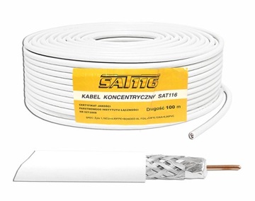 Kabel KONCENTRYCZNY antenowy RG6 CU TV SAT116 HQ