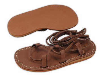 Римские кожаные сандалии с римскими туфлями BRAND коричневого цвета № 35.