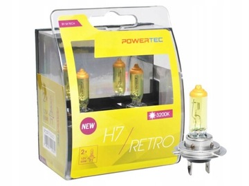 ŻARÓWKA H7 12V 55W POWERTEC RETRO - ŻÓŁTE ŚWIATŁO