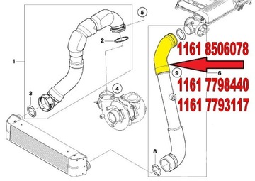 ШЛАНГ ТРУБКИ EGR TURBO ШЛАНГ BMW E90 11618506078