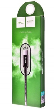 Прочный нейлоновый кабель micro USB 2А, 2 м, hoco x14