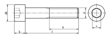 Винты с внутренним шестигранником M16x200 черные 12,9 DIN 912 NG 1 шт.