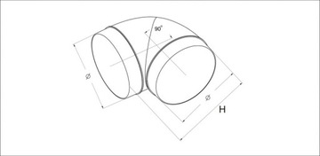 Колено круглое, диаметр канала 100 мм, вентиляция из ПВХ 90*.