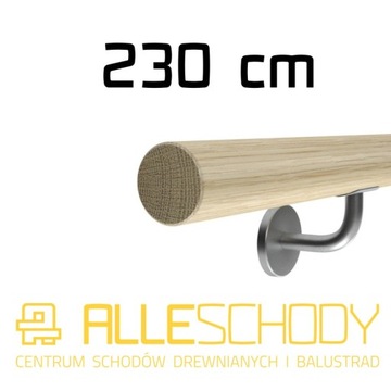 Poręcz ścienna drewniana fi 42 230cm dąb lakier