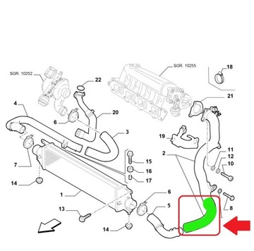 ШЛАНГ ТУРБОИНТЕРКУЛЕРА FIAT BRAVO 1.9 Multijet