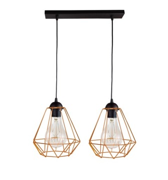 SUFITOWA LAMPA WISZĄCA DIAMENT LOFT EDISON MIEDŹ