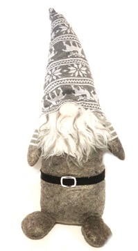 ТЕКСТИЛЬНАЯ ФИГУРКА САНТА, СЕРАЯ, 45 СМ