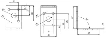 KL1 УГОЛ СТОЛЯРНЫЙ СОЕДИНИТЕЛЬНЫЙ 50x50x35 50 шт.