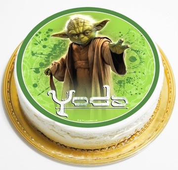 BARDZO GRUBY OPŁATEK NA TORT STAR WARS YODA 20 CM