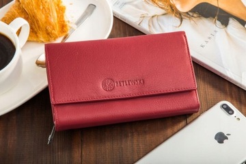 КОЖАНЫЙ КОШЕЛЕК ЖЕНСКИЙ Betlewski красный премиум RFID в подарочной упаковке