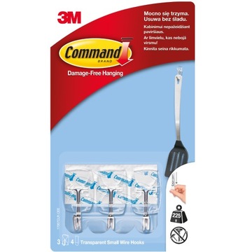 3M Command 17067 Крючки с металлическими ручками, 3 крючка + 4 средних ремня